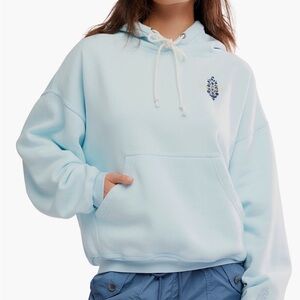 Free People Movement Final Call Graphic Hoodie in Retro Blue Combo